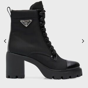Prada Nylon Lace-Up Combat Boots